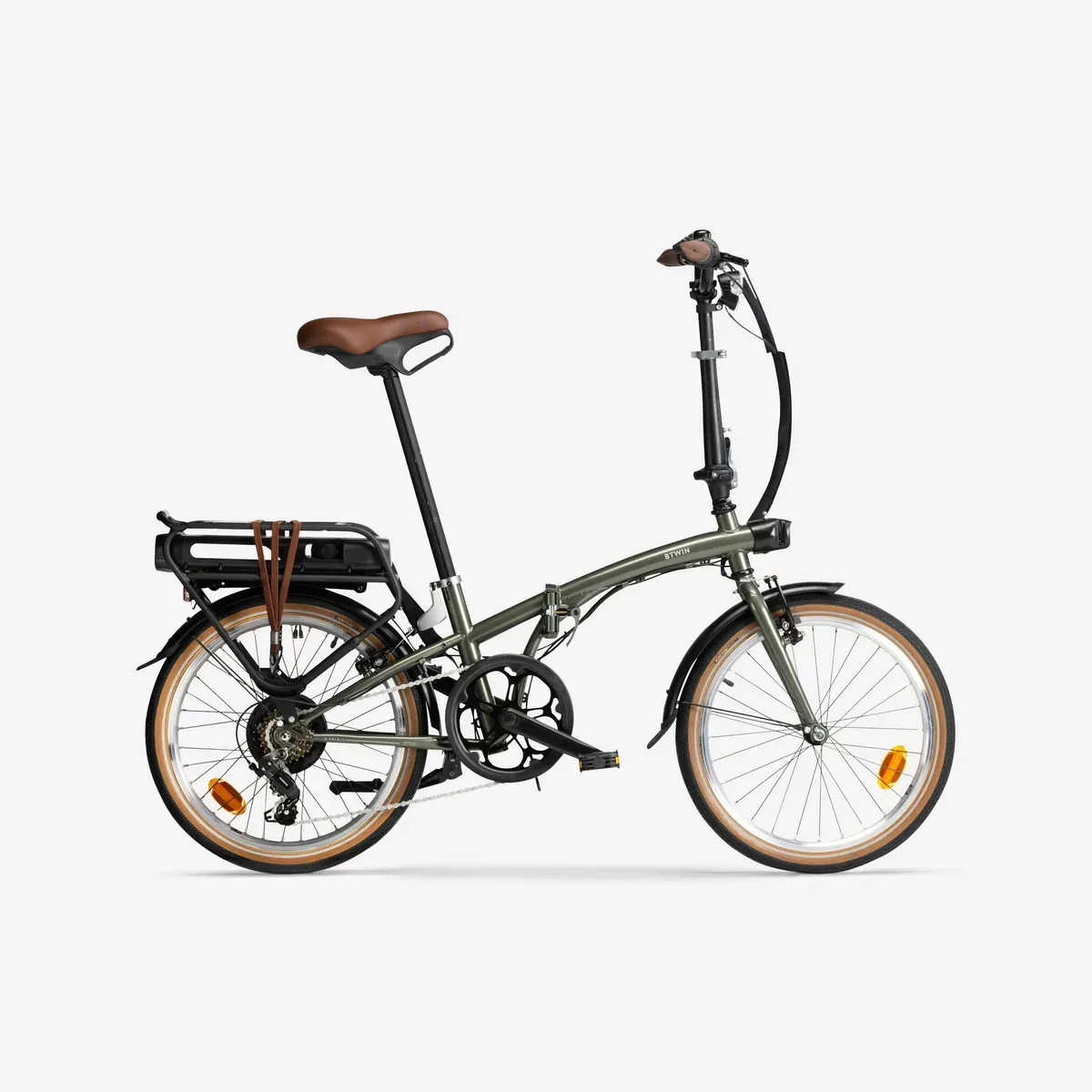 Vélo pliant électrique Decathlon E-Fold 500 déplié, vu de profil
