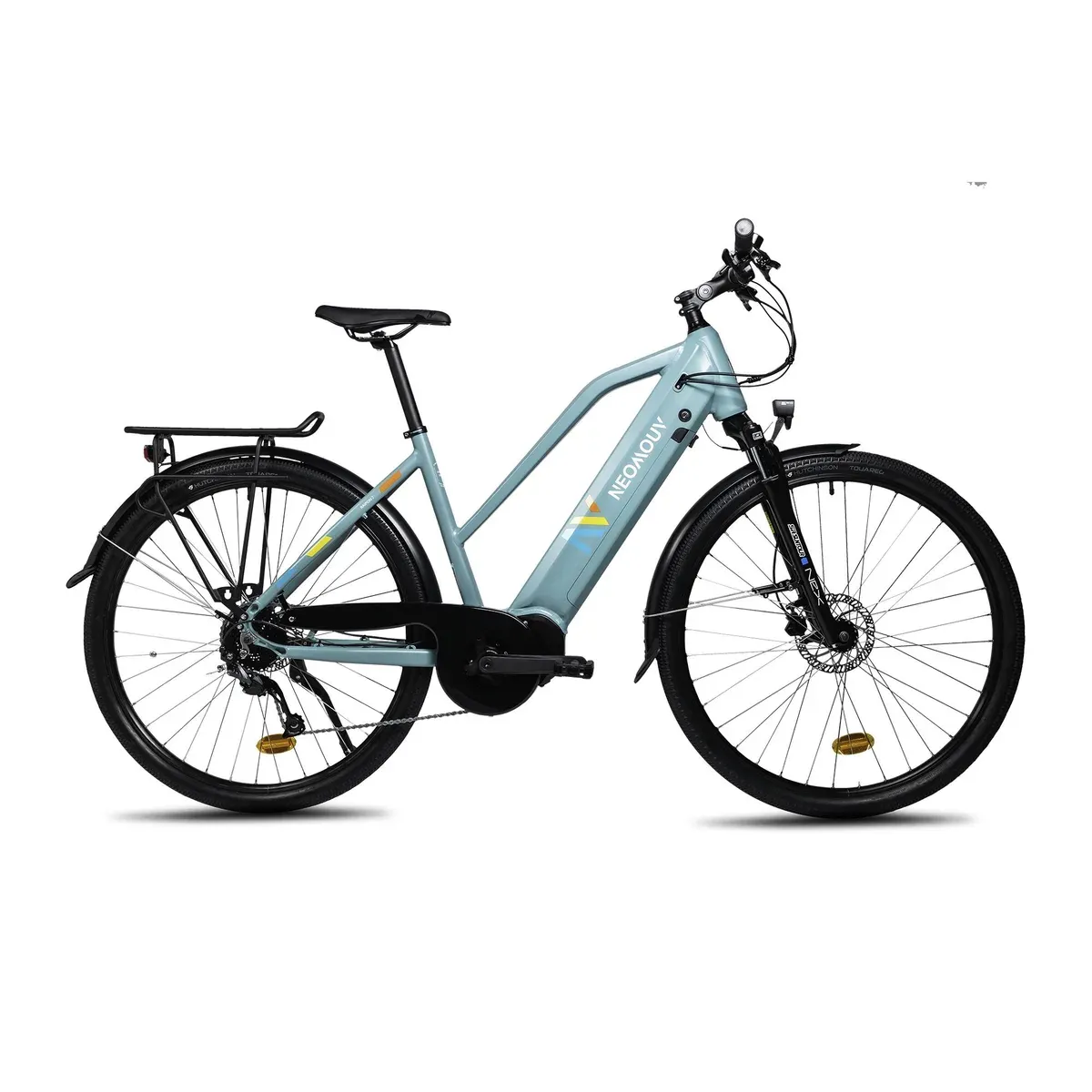 Vélo tout chemin électrique Neomouv Raipon 2 à cadre haut, vendu par Decathlon