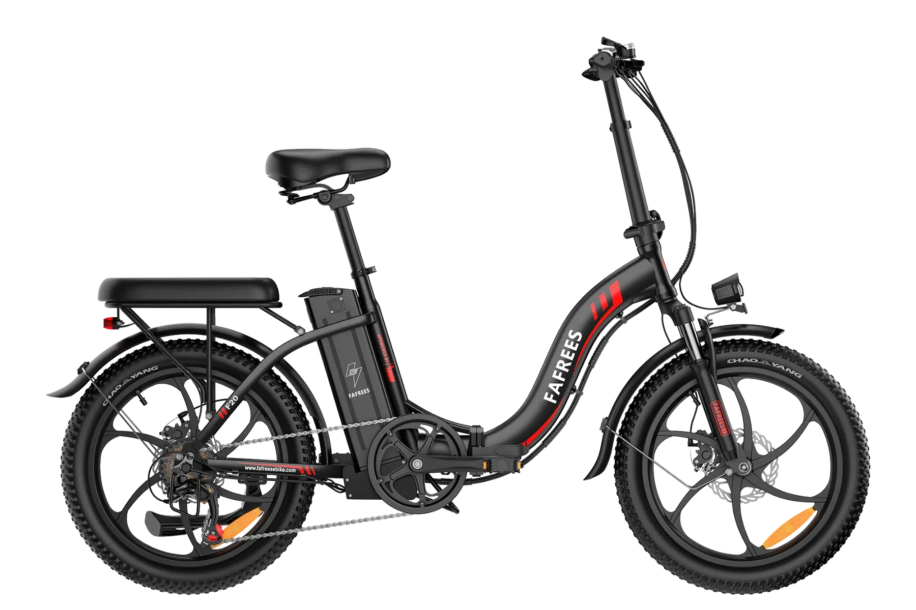 Vélo électrique pliant Fafrees F20 noir, déplié, vu de profil